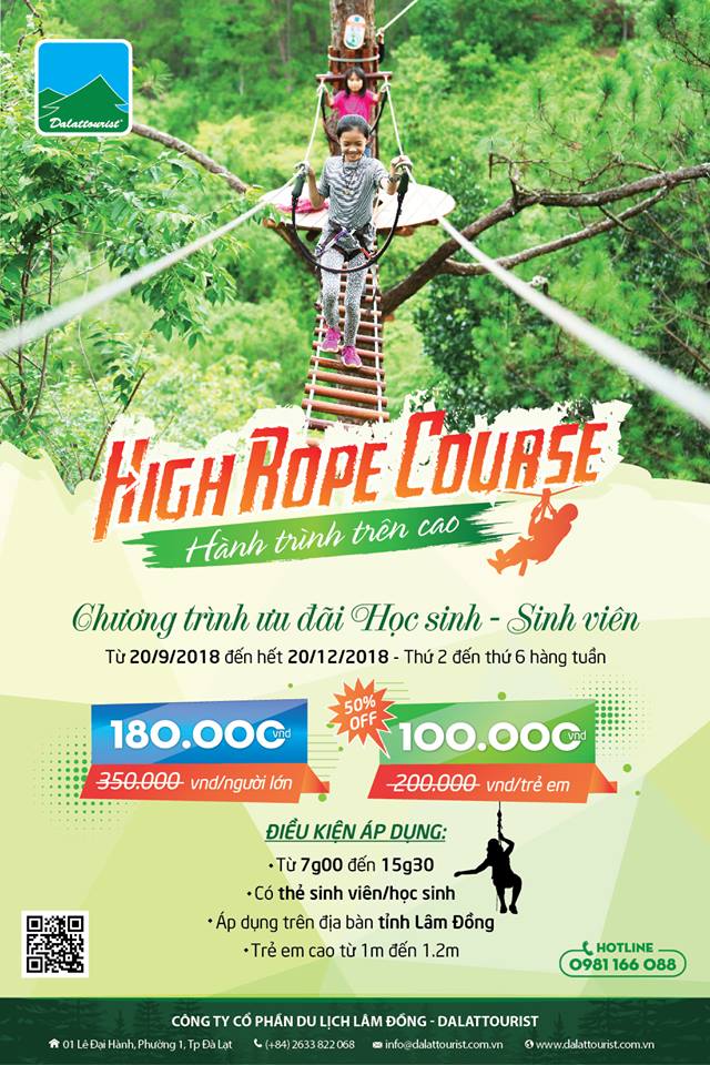 Khuyến mãi High Rope Course cho học sinh sinh viên